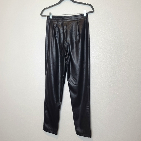 PRINCESS POLLY High Rise Faux Leather Black Straight Leg Pants - Picture 9 of 10
